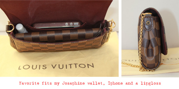 Louis Vuitton Favorite PM vs. Eva Clutch in Damier Ebene 